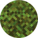 Square Patterned Dark Lime Green Rug, pat3406grn