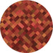 Square Patterned Orange Red Orange Rug, pat3406org