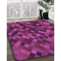 Patterned Neon Pink Rug, pat3406pur