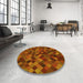 Round Patterned Tomato Red Rug in a Office, pat3406yw