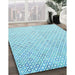 Patterned Diamond Blue Rug in Family Room, pat3407lblu