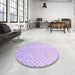 Round Patterned Purple Mimosa Purple Rug in a Office, pat3407pur