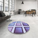 Round Patterned Slate Blue Rug in a Office, pat3408blu