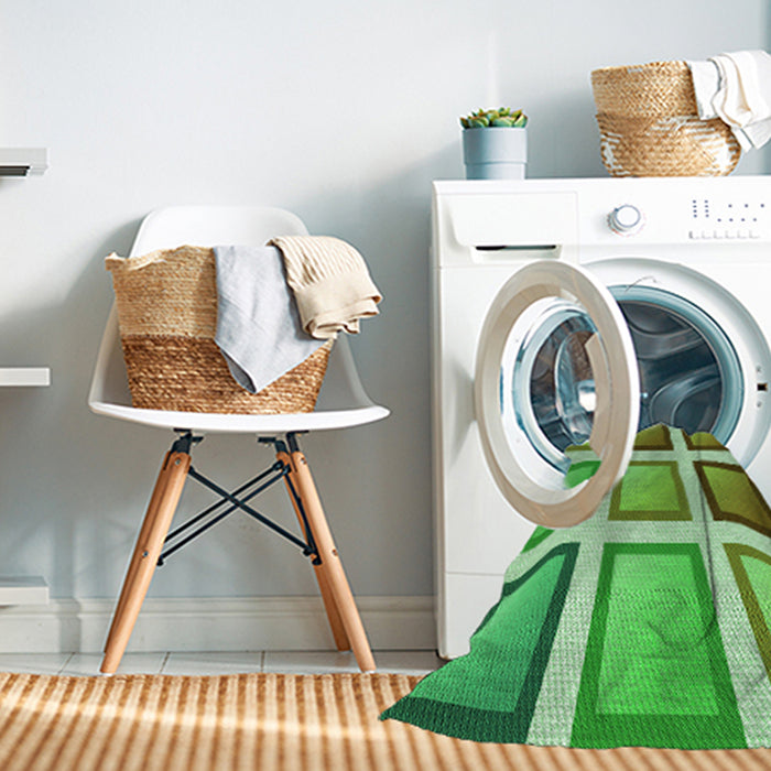 Machine Washable Transitional Dark Lime Green Rug in a Washing Machine, wshpat3408grn