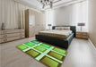 Patterned Dark Lime Green Rug in a Bedroom, pat3408grn