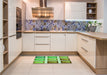 Patterned Dark Lime Green Rug in a Kitchen, pat3408grn