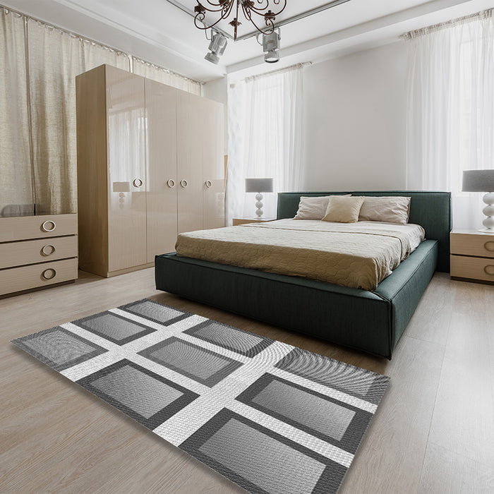 Patterned Ash Gray Rug in a Bedroom, pat3408gry