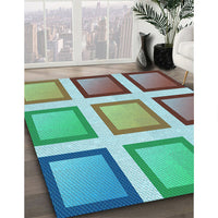 Patterned Turquoise Green Rug, pat3408lblu