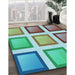 Patterned Turquoise Green Rug in Family Room, pat3408lblu