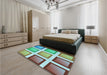 Patterned Turquoise Green Rug in a Bedroom, pat3408lblu