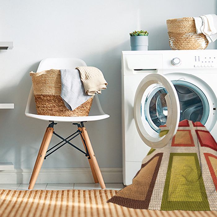 Machine Washable Transitional Yellow Orange Rug in a Washing Machine, wshpat3408org