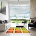 Square Patterned Bold Yellow Rug in a Living Room, pat3408yw