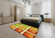 Patterned Bold Yellow Rug in a Bedroom, pat3408yw