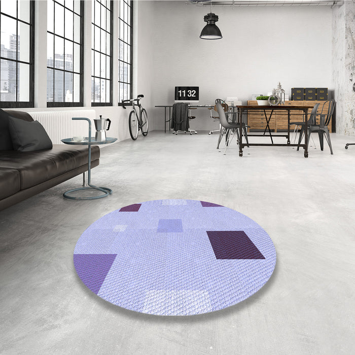 Round Patterned Purple Rug in a Office, pat3409blu
