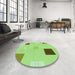 Round Patterned Green Rug in a Office, pat3409grn