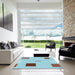 Square Patterned Blue Rug in a Living Room, pat3409lblu