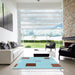 Machine Washable Transitional Blue Rug in a Kitchen, wshpat3409lblu