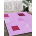 Machine Washable Transitional Blossom Pink Rug in a Family Room, wshpat3409pur