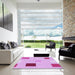 Square Patterned Blossom Pink Rug in a Living Room, pat3409pur