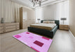 Patterned Blossom Pink Rug in a Bedroom, pat3409pur