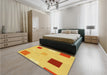 Patterned Neon Orange Rug in a Bedroom, pat3409yw