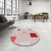 Round Machine Washable Transitional Light Rose Pink Rug in a Office, wshpat3409