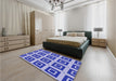 Patterned Blue Rug in a Bedroom, pat3410blu