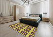 Patterned Dark Raspberry Purple Rug in a Bedroom, pat3410brn