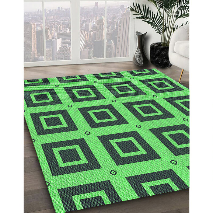 Patterned Deep-Sea Green Rug in Family Room, pat3410grn