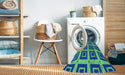 Machine Washable Transitional Neon Green Rug in a Washing Machine, wshpat3410lblu