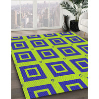 Patterned Yellow Green Modern Rug, pat3410