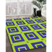 Patterned Yellow Green Modern Rug in Family Room, pat3410