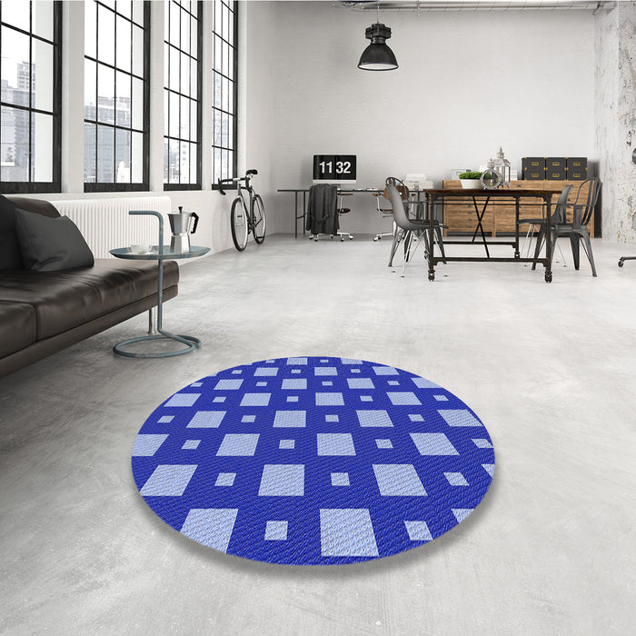 Round Patterned Sky Blue Rug in a Office, pat3411blu