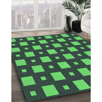 Patterned Dark Slate Grey Green Rug, pat3411grn