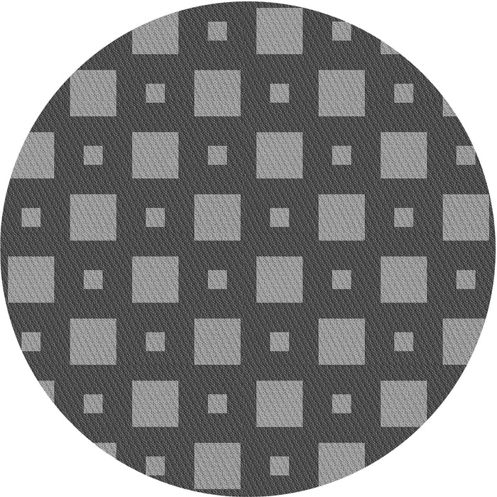 Square Patterned Black Rug, pat3411gry