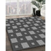 Patterned Black Rug in Family Room, pat3411gry