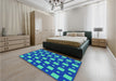 Patterned Dark Turquoise Green Rug in a Bedroom, pat3411lblu