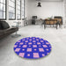 Round Patterned Purple Rug in a Office, pat3411pur