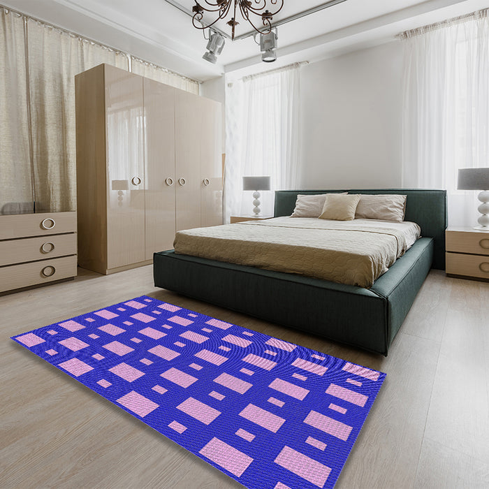 Patterned Purple Rug in a Bedroom, pat3411pur