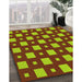 Patterned Pistachio Green Rug in Family Room, pat3411yw