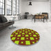 Round Patterned Pistachio Green Rug in a Office, pat3411yw