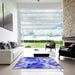 Square Patterned Jeans Blue Rug in a Living Room, pat3412blu