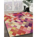 Machine Washable Transitional Crimson Red Rug in a Family Room, wshpat3412brn