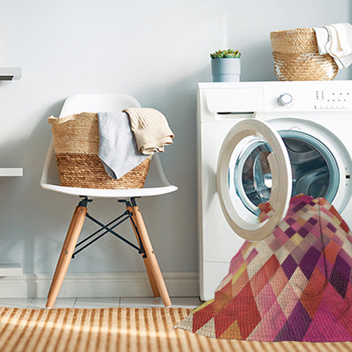 Machine Washable Transitional Crimson Red Rug in a Washing Machine, wshpat3412brn