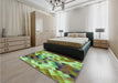 Patterned Fern Green Rug in a Bedroom, pat3412grn