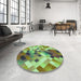 Round Patterned Fern Green Rug in a Office, pat3412grn