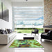 Square Patterned Fern Green Rug in a Living Room, pat3412grn