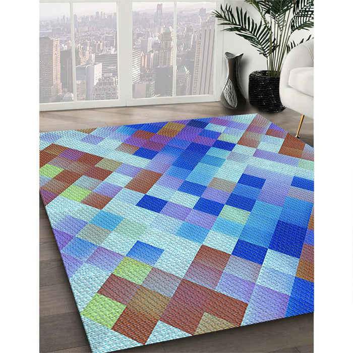 Patterned Purple Rug in Family Room, pat3412lblu