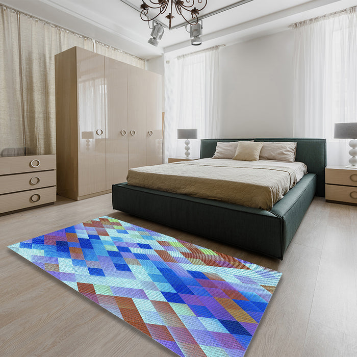 Patterned Purple Rug in a Bedroom, pat3412lblu