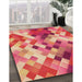 Patterned Crimson Red Rug in Family Room, pat3412org